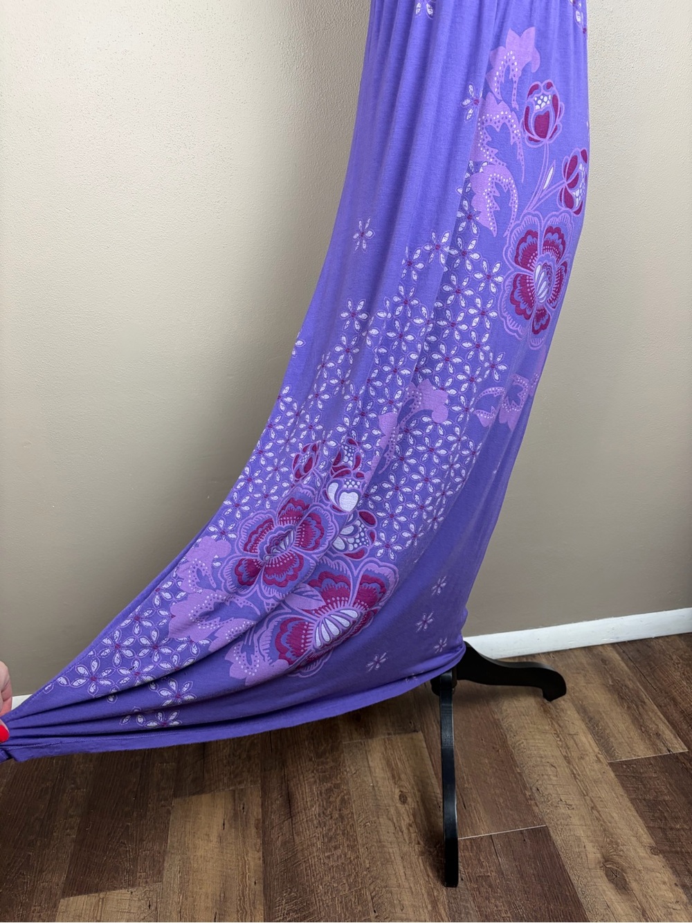 Aeropostale Purple Floral Boho Y2K Maxi Dress Surfer Hippie V-Neck Halter M EUC - Picture 6 of 16